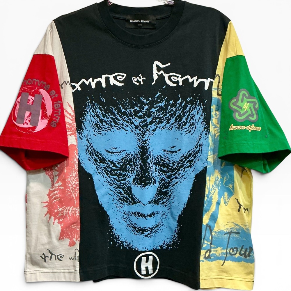 Homme + Femme Peyote T Shirt Mens Large Multicolor Graphic Boxy Streetwear Tee